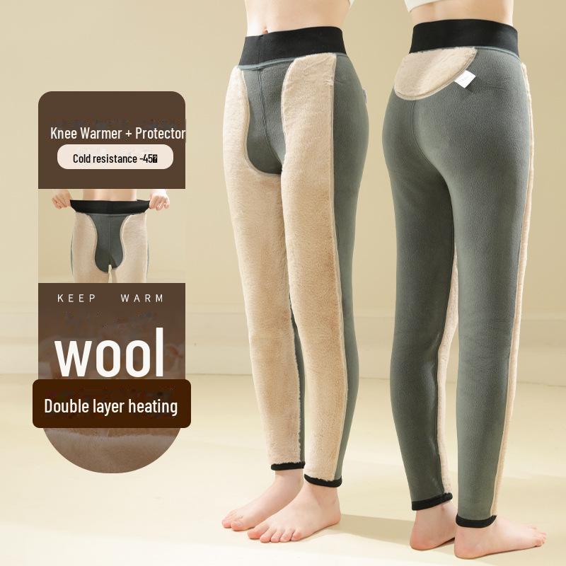 Herren Dicke Herbst Winddichte Wollhose, Doppellagig mit Samt, Extra Dick für Kaltes Nordostwetter