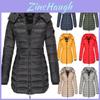 Damen Winter Warmer Kragen Mit Kapuze Langer Mantel Mit Hochwertigem Reißverschluss
