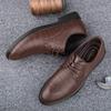 Classic Brand Brown Men's Genuine Leather Shoes Pointed Lace Up Office High-quality Business Shoes Men's Party Formal Shoes