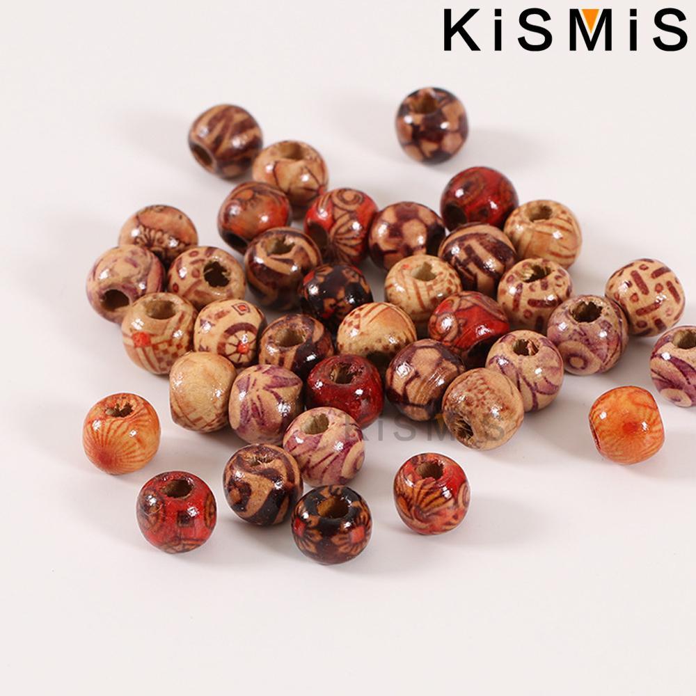 Painted Mixed Wood Beads for Jewelry Making and Hair Accessories 100Pcs/Pack 1Pack Optional
