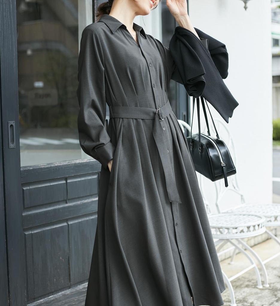 ROPE PICNIC Long Sleeve Dress Available in 3 Sizes Women's Shirt-Conscious (GDE54150, Charcoal, 06)