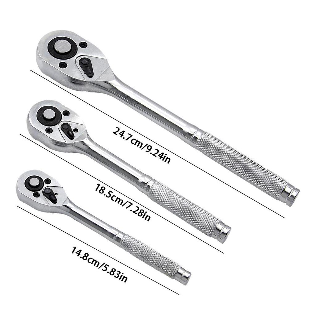 Dreiteiliges Knarrenschlüssel-Set: 1/2" Groß, 3/8" Mittel, 1/4" Schnellwechsel-Schraubenschlüssel für die Autoreparatur