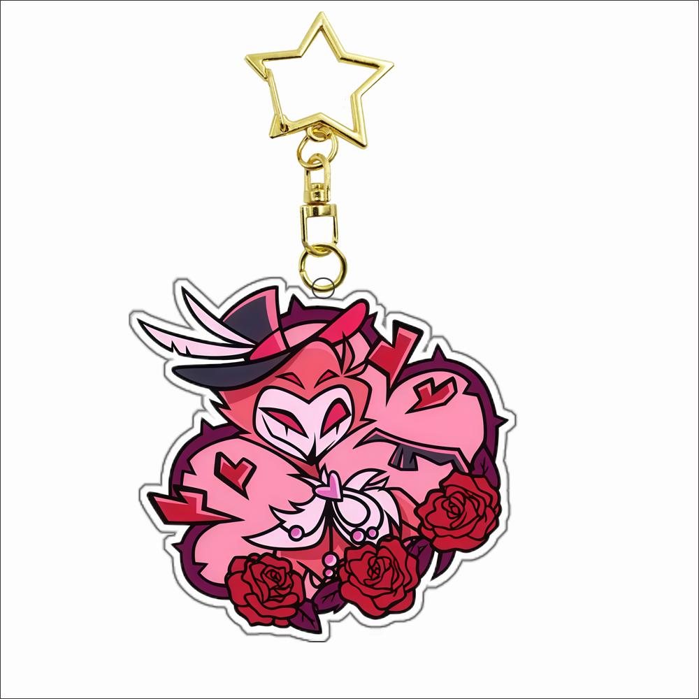 Acryl Schlüsselanhänger für Helluva Boss Verosika Mayday Satan Emberlynn Pinkle Ozzie Loona Glitz Glam Anime Acryl Schlüsselanhänger Anhänger