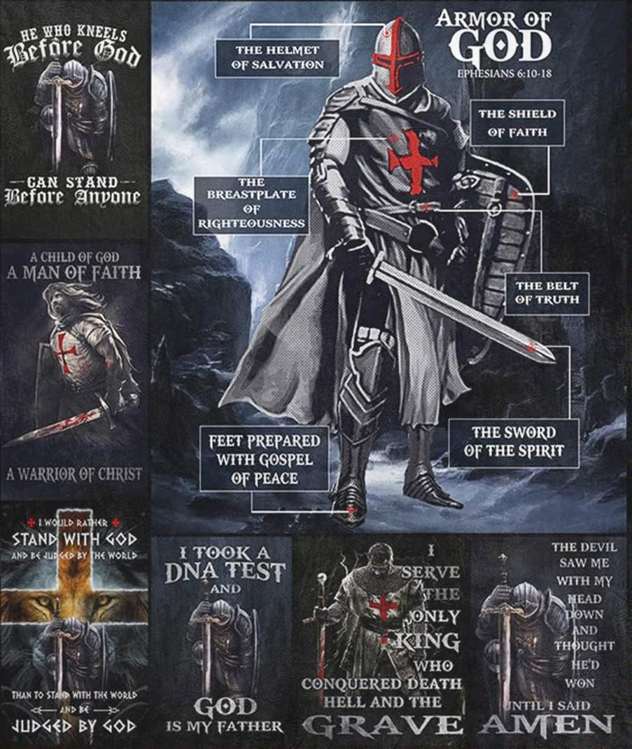 Retro Armor of God Knight Templar I Took A DNA Test God is My Father A Child of God A Man of Faith Metal Tin Sign Decoration for 20x30cm（7.8x11.8inch）