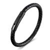 European and American Leather Bracelet Stainless Steel Snap Button Men's Woven Leather Bracelet