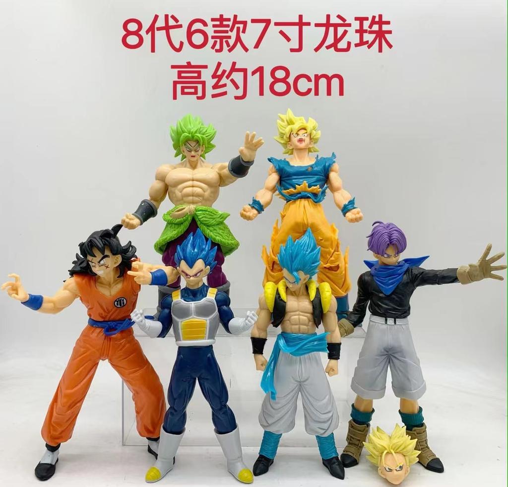 18cm 6PCS Dragon Ball Z Super Goku Vetega Majin Buu Freeza Beerus Whis Mark Karin Gotenks PVC Figures Anime Collectiable Model