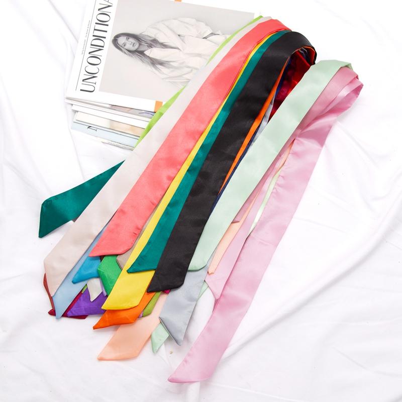 Neuer langer Taschenschal Damen Haarband Damen Accessoires Einfarbige schmale Schals Stirnband Satinband Krawatte Dekorative Taschenschals