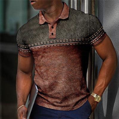 Polo masculino manga curta estampas 3D tops moda poliéster respirável confortável camisas polo