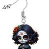 Cartoon Witch Earrings Halloween Earrings, Gothic Drop Lightweight Acrylic Pendant Day of The Dead for Women Girls Accessories Eye-catching