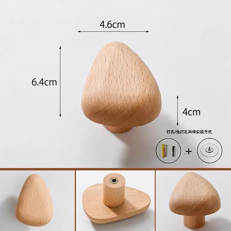 Simple Solid Wood Hook Wall Mounted Coat Hook Natural Wood Decorative Key Holder Hat Scarf Handbag Storage Hanger Bathroom Rack
