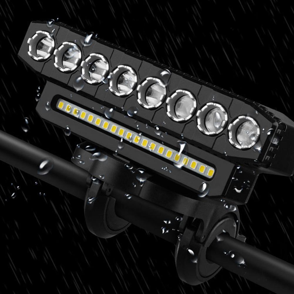 4000Mah Bike Front Lights Waterproof Bicycle Headlight LED Light Bar with 130DB Bell 6 Light Mode USB Charging for MTB Road Bike