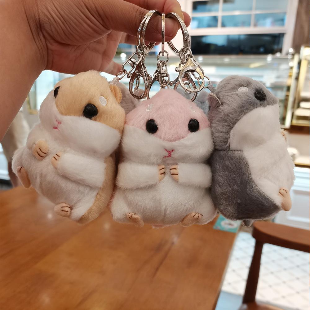 Cute Hamster Car Keychain Pendant Backpack Small Pendant Doll Hamster Chain Female Doll Plush Jewelry Car Pendant Key Chian