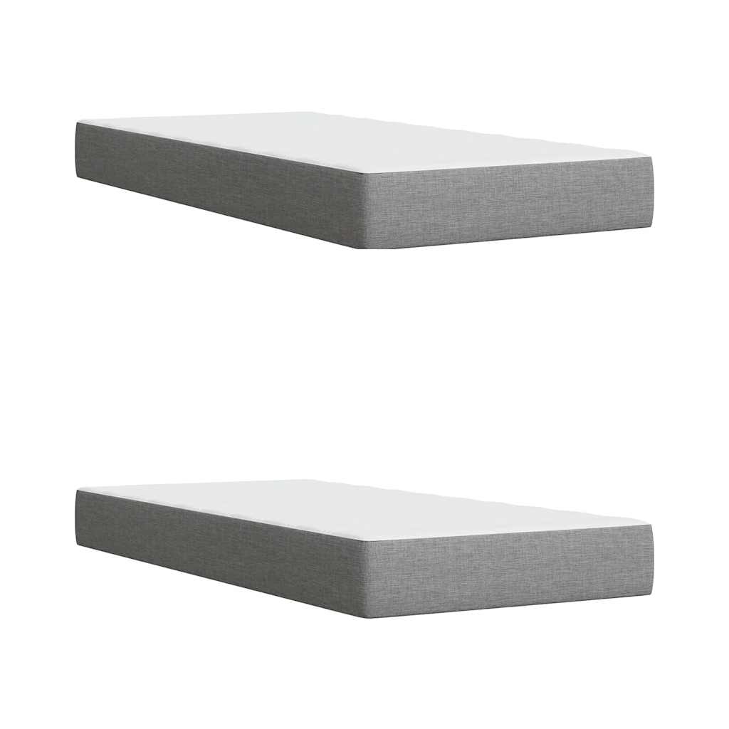 Box Spring Bed with Mattress Light Grey 200 x 200 cm Fabric