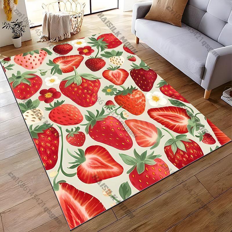 Strawberries flowers patterncarpet Yoga living room room decor children's crawling mat doormat area rug games floor mat