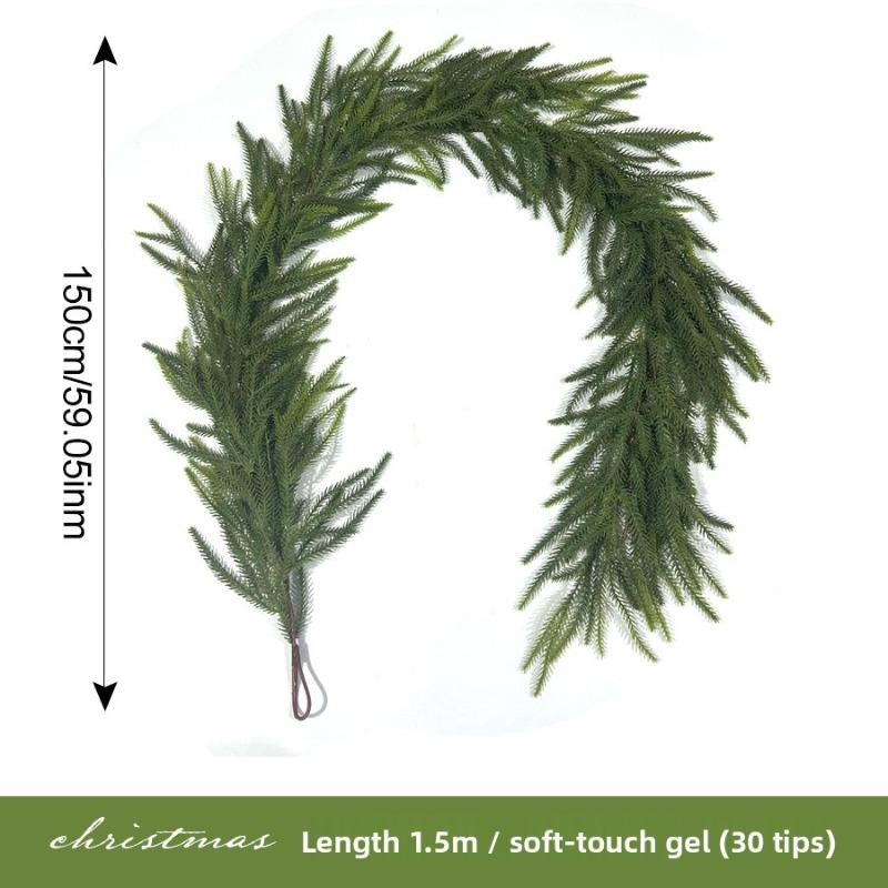 Artificial Soft Rubber Simulation Green Plant, Vine and Vine Home Christmas Door Hanging Pine Needle Decorative Pendant