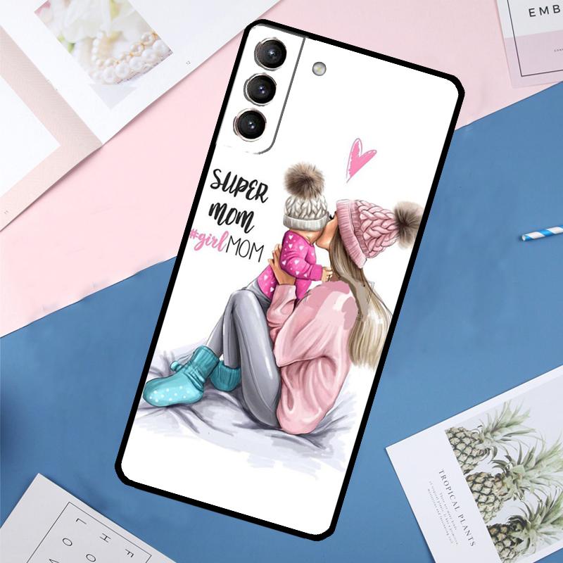 Baby Mama Tochter Mädchen Sohn Papa Hülle Für Samsung Galaxy S25 Ultra S24 S23 S22 S21 Ultra S9 S10 Plus S23 FE S25 FE Rückabdeckung