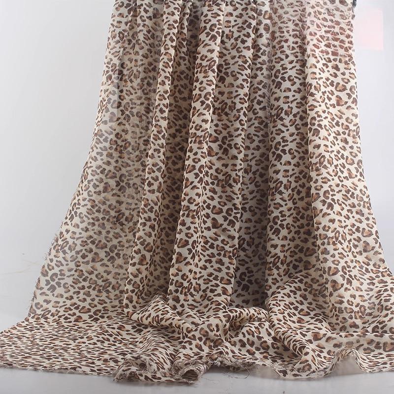 100x150cm 75D Imprimeu Leopard Șifon Material Rochie de Var cu Bretele Protecție Solară Subțire Transparentă Cădere Liberă Material Șifon Fără Șifonare