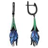 Hanging Earrings Blue Flower Earrings Copper Earrings Strawberry