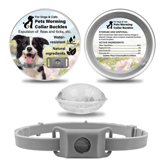 Flea Prevention Tag for Dogs Natural Ingredients Tick Repellent Tag Waterproof Collar Tag with 2 Refills Adjustable for Small Medium And Large Dogs