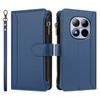For Xiaomi Redmi Note 15 Pro 5G Leather Case 9 Card Slots Zipper Wallet Stand Phone Cover with Wrist Strap