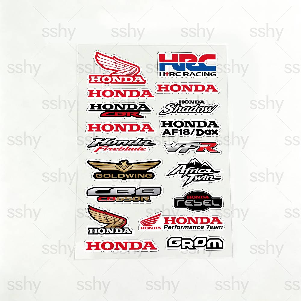 AAAHS1 FOR HONDA HRC H WING Motorcycle Reflective Stickers Waterproof Decals for Helmet Scooter Fuel Tank Toolbox Racing