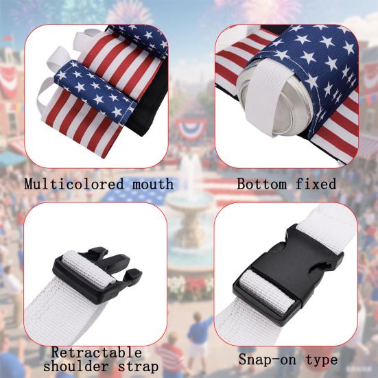 Yousheng 4th of July Patriotic Beverage Beer Belt Unisex Sodar Can Holster Beer Drink Bottle Belt Holder for Memorial Day Independence Day Holiday