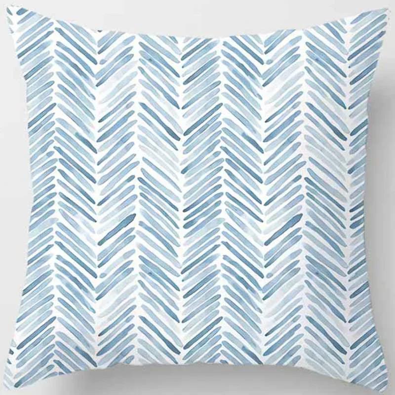 Blau tonbedruckter quadratischer Kissenbezug, Heimdekoration, Sofakissenbezug für Auto 60X60CM Kissenbezug