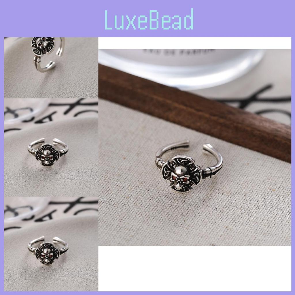 Unique Vintage Geometric Skull Zircon Ring For Women Adjustable Punk Fashion Accessory