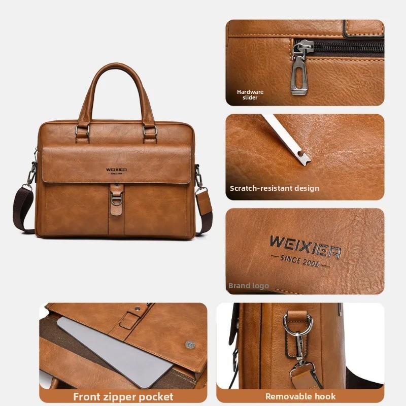 2026 Neue Herren-Handtasche Retro-Geschäftstasche große Kapazität wasserdichte Laptoptasche hochwertige Schulter-Umhängetasche