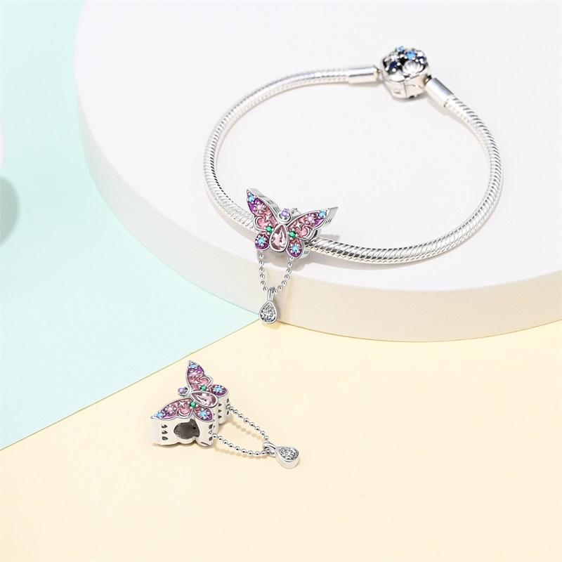 925 Silver Mysterious Butterfly Charms Beads For Women Fit Bracelet DIY Birthday Jewelry Gifts