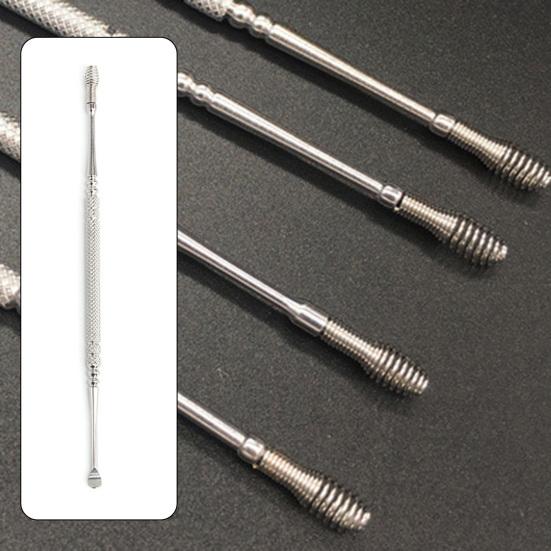 2Pcs/Set Ear Pick Double Side Spiral Head Spring Design Stainless Steel Flexible Design Ear Care Tools for Unisex