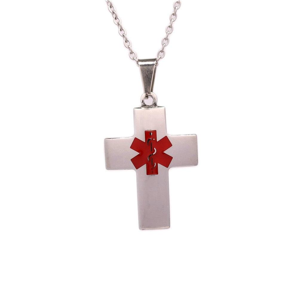 Stainless Steel Medical Cross Pendant Necklace, WWF-041006