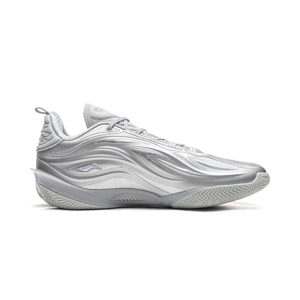 Li Ning Cushioning Slip Resistant Abrasion Resistant Breathable Rebound Grip Low top Basketball Shoes Men's Silver ABAV045-15
