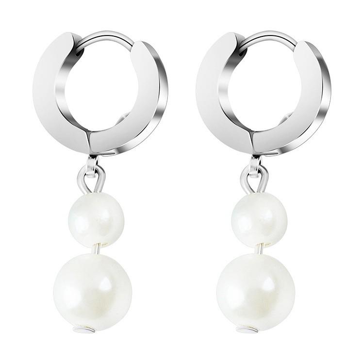 

Серьги из титановой стали с пряжкой для ушей и жемчугом Серьги-подвески с невыцветающей бижутерией Серьги-каффы с круглыми бусинами Аксессуары для ушей 1 pair
