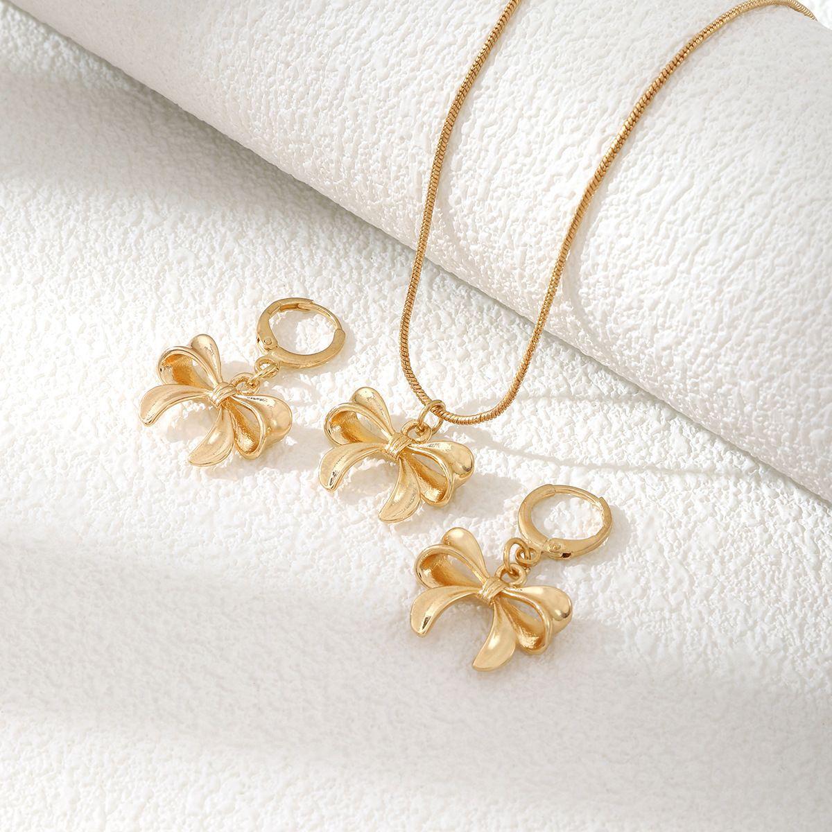 Hot-selling geometric bow shape jewelry set, earrings with necklace, Middle East foreign trade