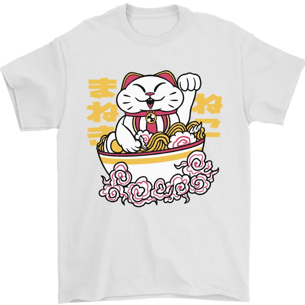 Ramen Lucky Cat Mens T-Shirt 100% Cotton