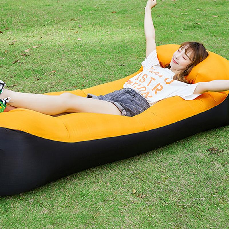 No Pump Needed Lounger Portable Air Sofa with Pillow Portable Camping Lounger Waterproof Blow Up Couch for Camping Beach Backyar