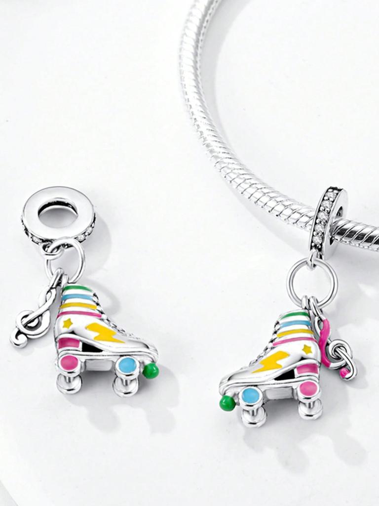 Charms Plata Colorful Skateboard Shoes Beads Copper Plated Fit Charms Copperoriginal Bracelet For Jewelry Making Diy Charm