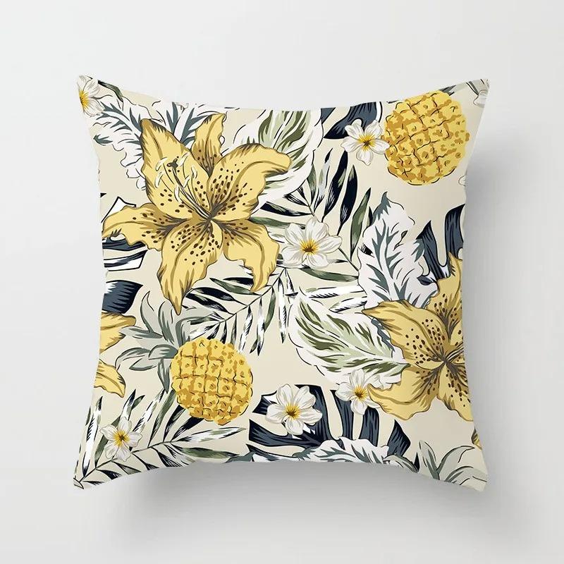 Yellow Flower Pillowcase Office Living Room Home Pillowcase Car Ornaments