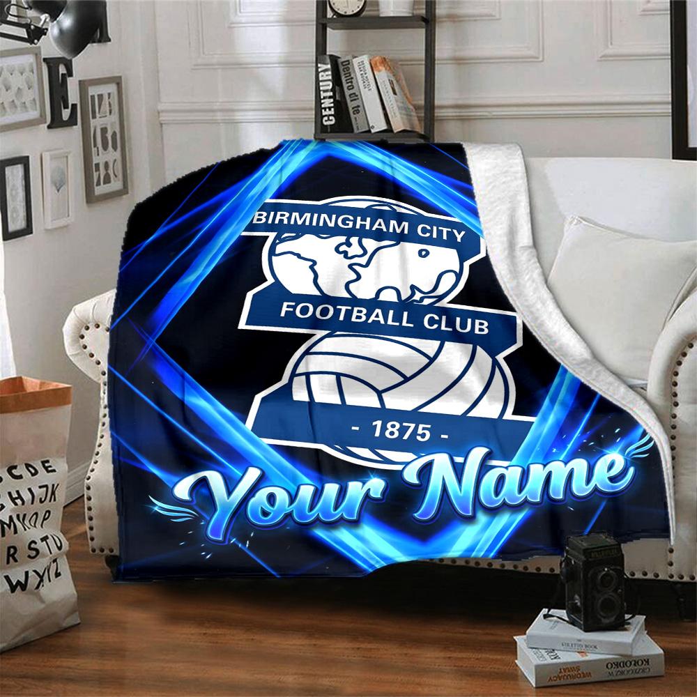 1pc birmingham city f.c. Blanket with Custom Name, Gift, for Men and Women, Soft Blanket, Good for Sofa Bed Couch Travel, Lightweight Flannel Blanket