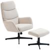 Upholstered Armchair with Footstool, Lounge Chair with High Backrest, Metal Base, for Living Room, Bedroom, Beige