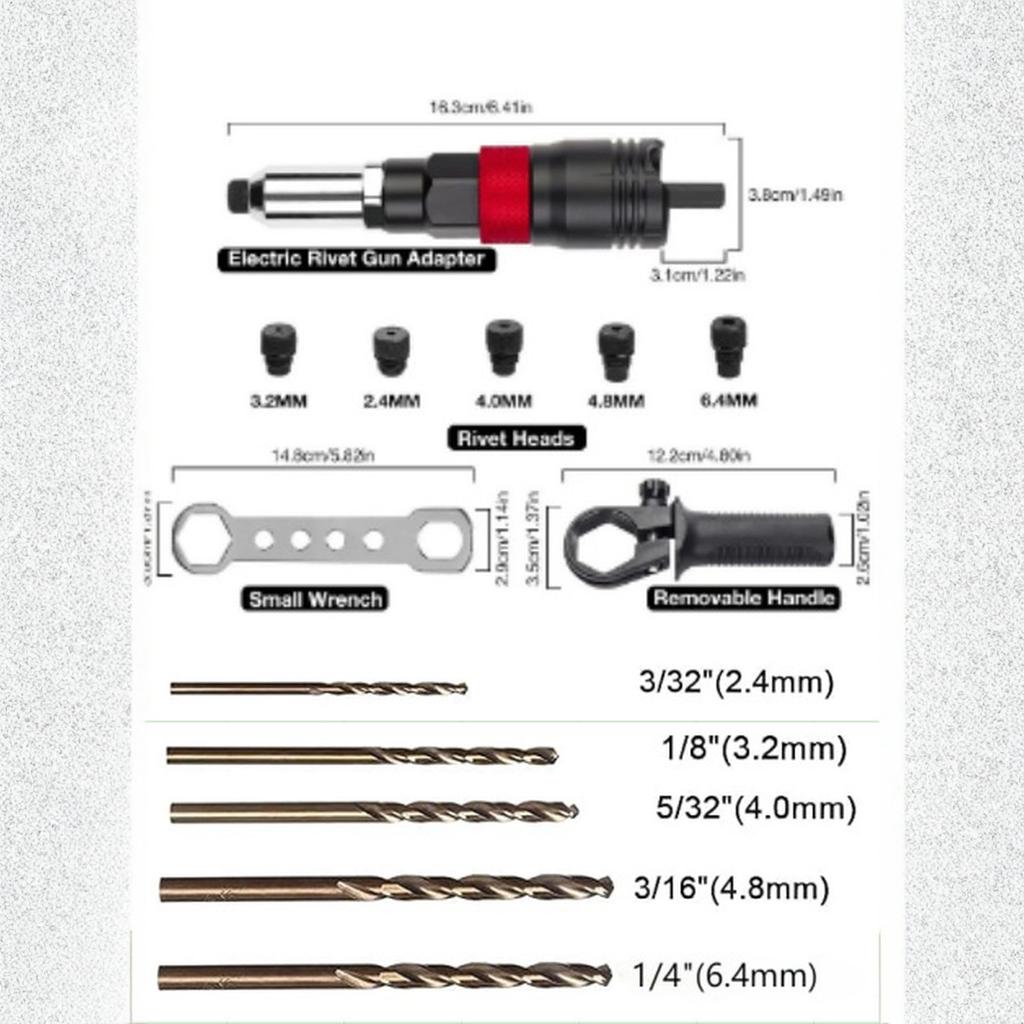 Electric Electric Drill Adapter Cordless Ing Tool Kit, Plug-in Tool 2.4mm/3.2mm/4.0mm/4.8mm/6.4mm