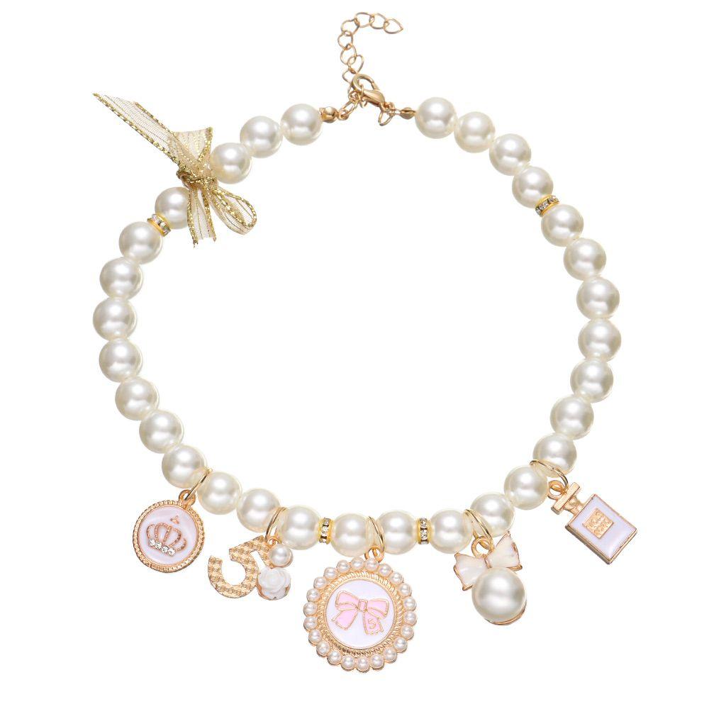 Supplies Puppy Accessories Cat Jewelry Bow Necklace Pet Pearl Collar Dog Cat Princess Adjustable