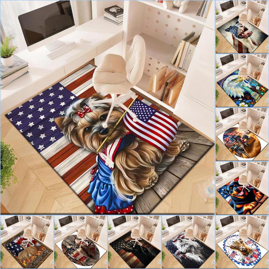 1pc American Flag Patriotic Pet Carpet Rug for Living Room Bedroom Home Sofa Decoration,Kids Play Non-slip Floor Mat