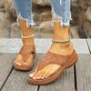 Summer large size toe wear beach sandals flat bottom thick bottom slope heel slippers women