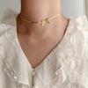316L Stainless Steel Bow Collarbone Snake Bone Chain Necklace Fashion Personality Girl Exquisite  Gift Party Accessories