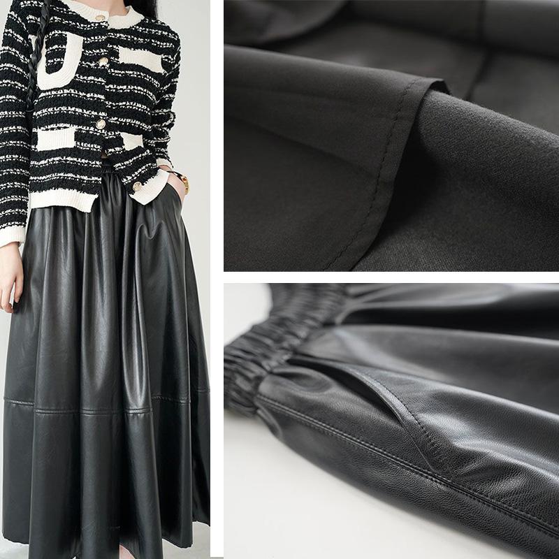 Женская матовая юбка из искусственной кожи в стиле ретро — фото 3