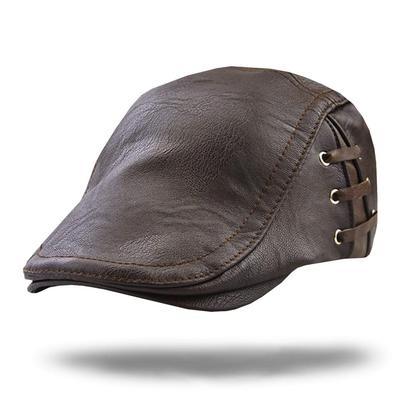 WHITE FANG Leather Hunting Cap Hat Stylish Casual Leather CA074 Dark Men's (02 Brown)