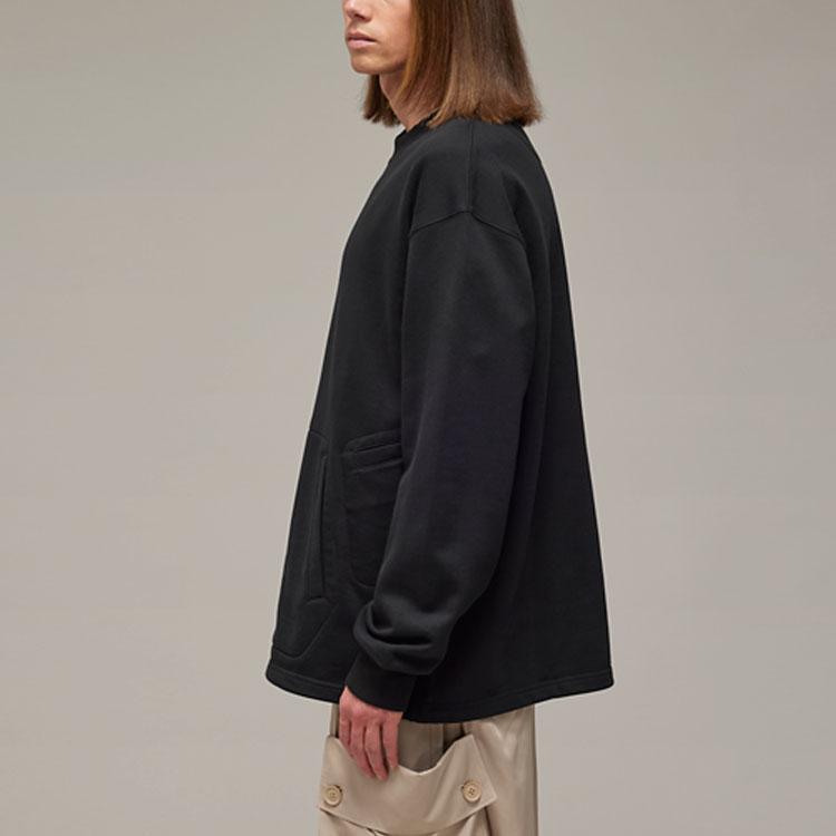 Y-3 Solid Color Crew Neck Pullover Long Sleeve Sweatshirt Unisex Sweatshirt Black IR7113