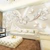 Nowoczesna fototapeta 3d stereo relief białe kwiaty murale salon TV sofa ściana tło murale dekoracja domu